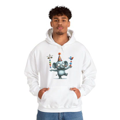 Elephant Birthday Party Hoodie — Cute Juggling Elephant Kids Graphic Hoodie