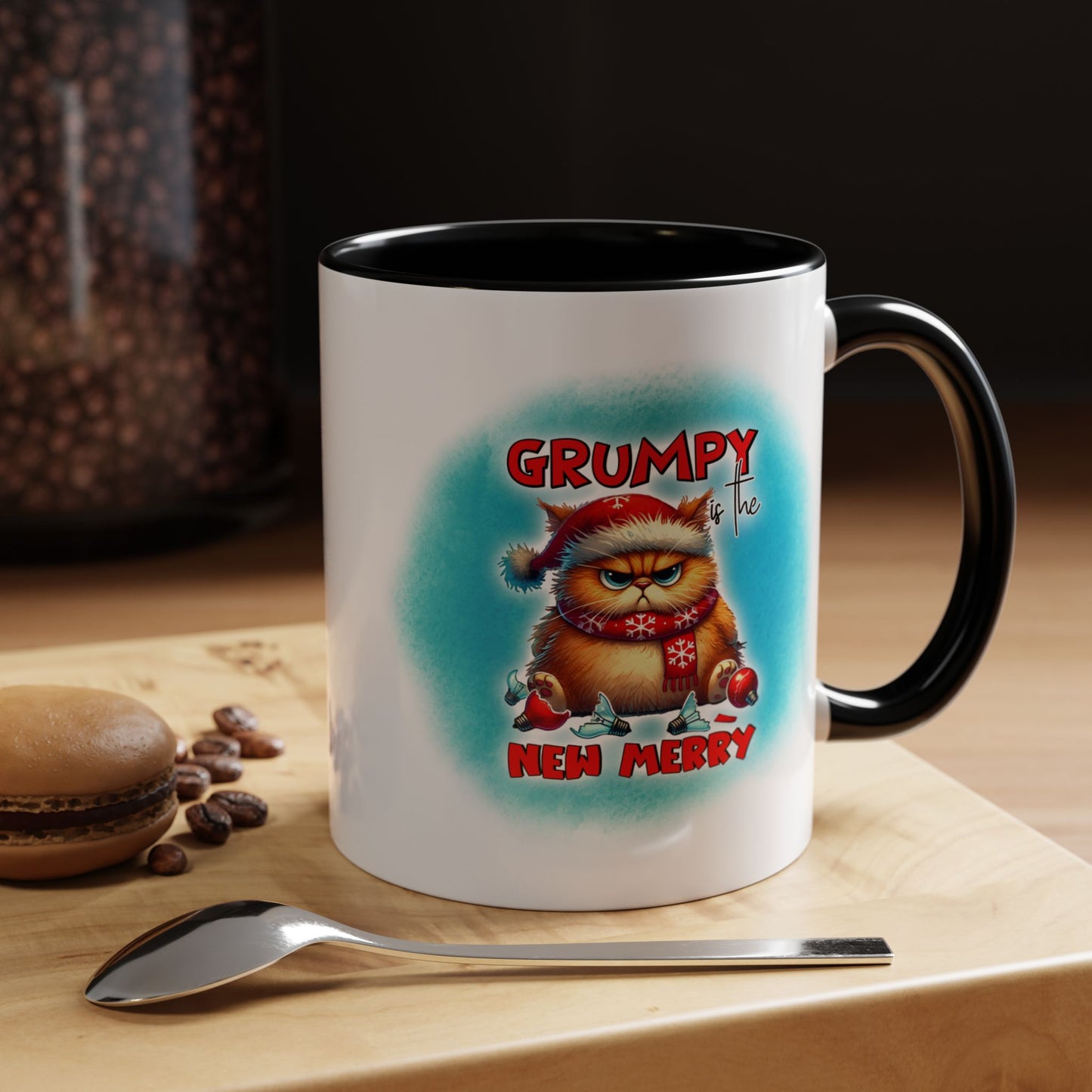 Grumpy But Merry Holiday Cat Accent Coffee Mug (11/15oz)