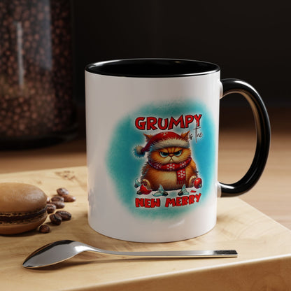 Grumpy But Merry Holiday Cat Accent Coffee Mug (11/15oz)
