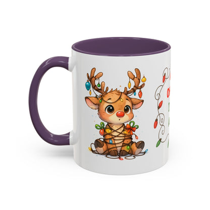 Oh Deer I Did It Again – Cute Christmas Reindeer Mug, Holiday Lights Coffee Cup (11oz/15oz)