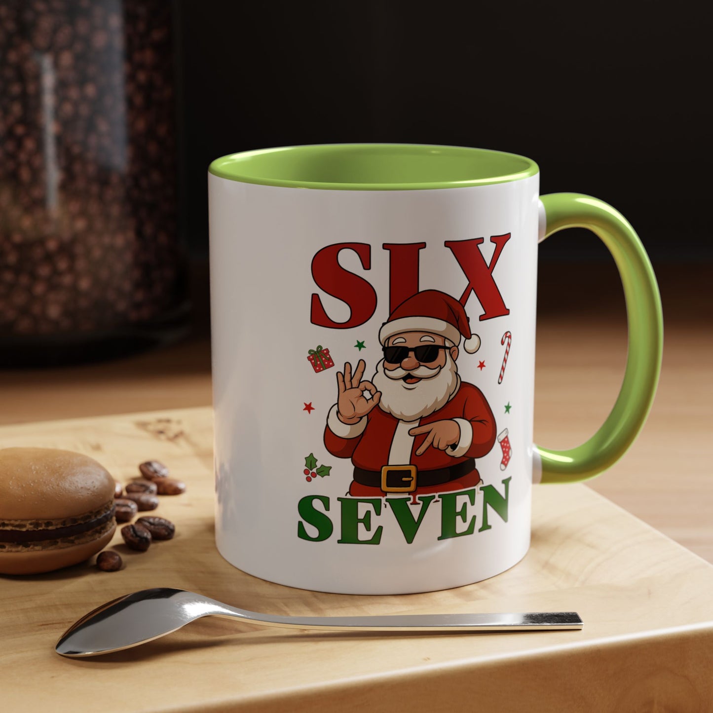 Accent Coffee Mug — 'SLX SEVEN' Cool Santa Christmas Mug (11/15oz)