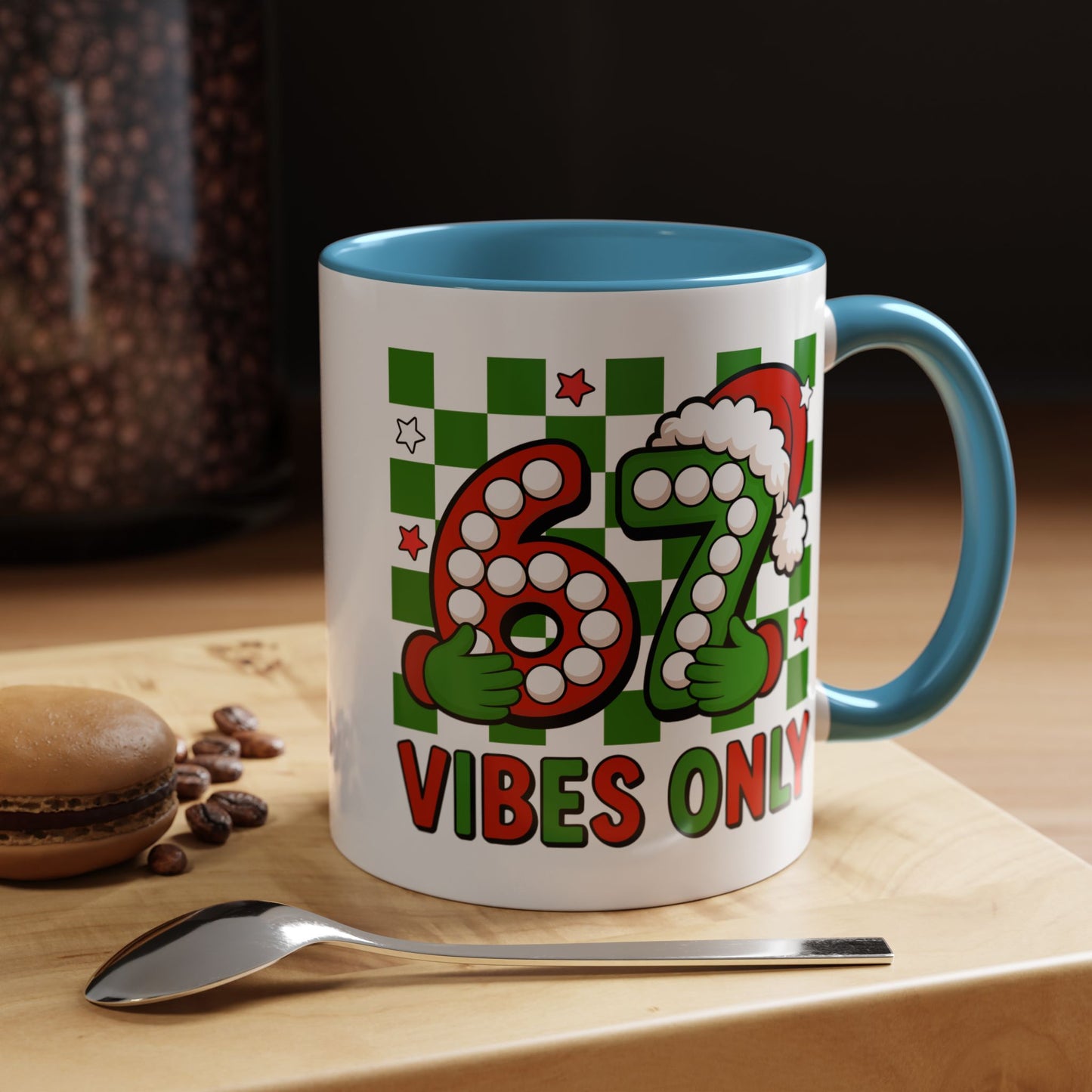 67 Vibes Only Christmas Coffee Mug — Festive Retro Numbering Holiday Mug