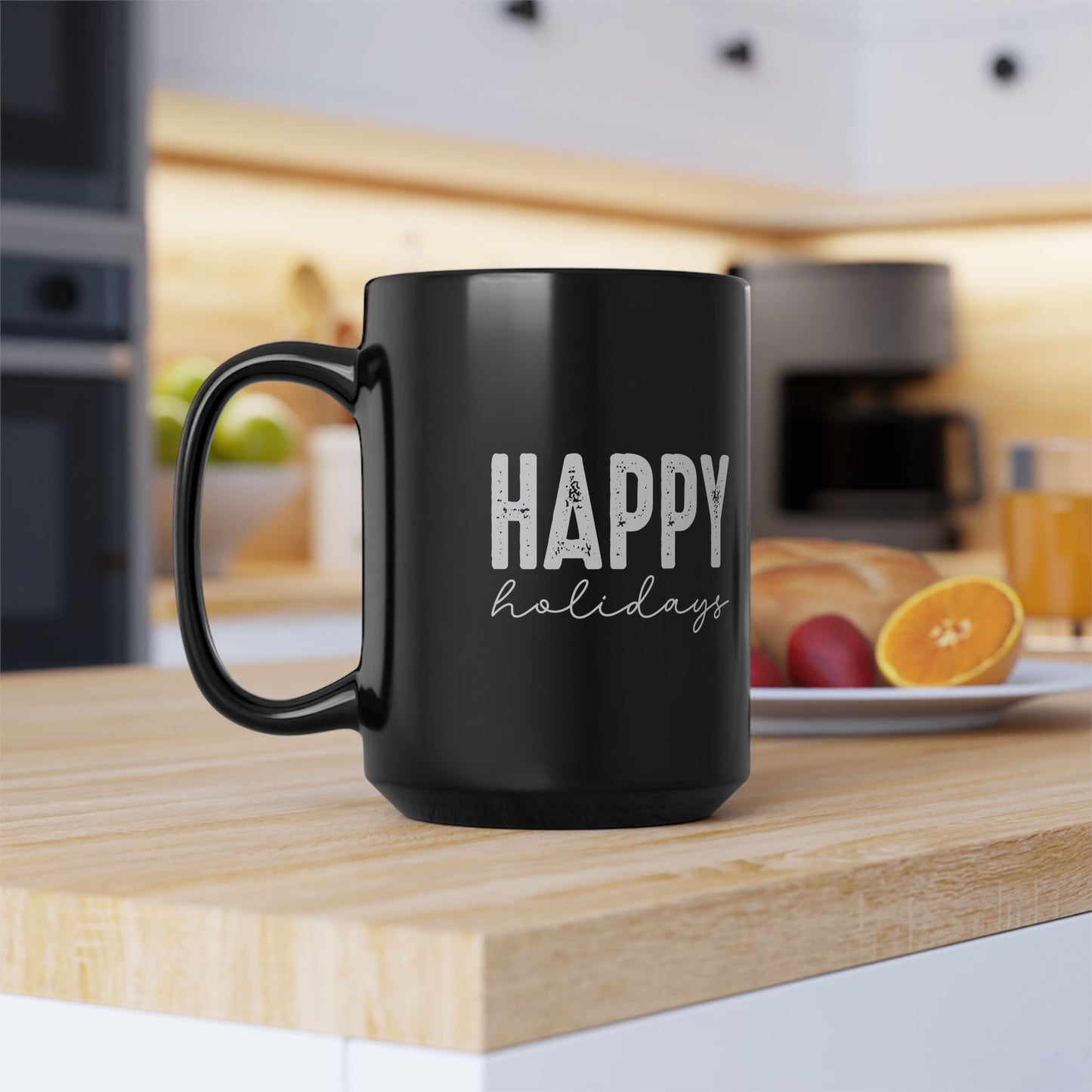 Happy Holidays Mug – Minimalist Christmas Coffee Cup – Simple Gift for Women & Men