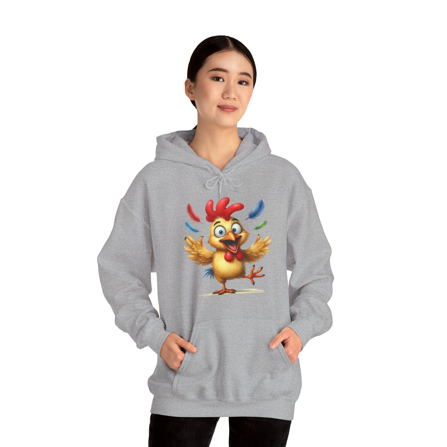 Cute Dancing Chicken Hoodie – Colorful Rooster Cartoon Pullover