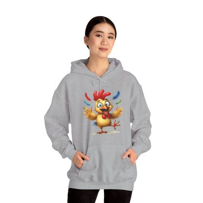 Cute Dancing Chicken Hoodie – Colorful Rooster Cartoon Pullover