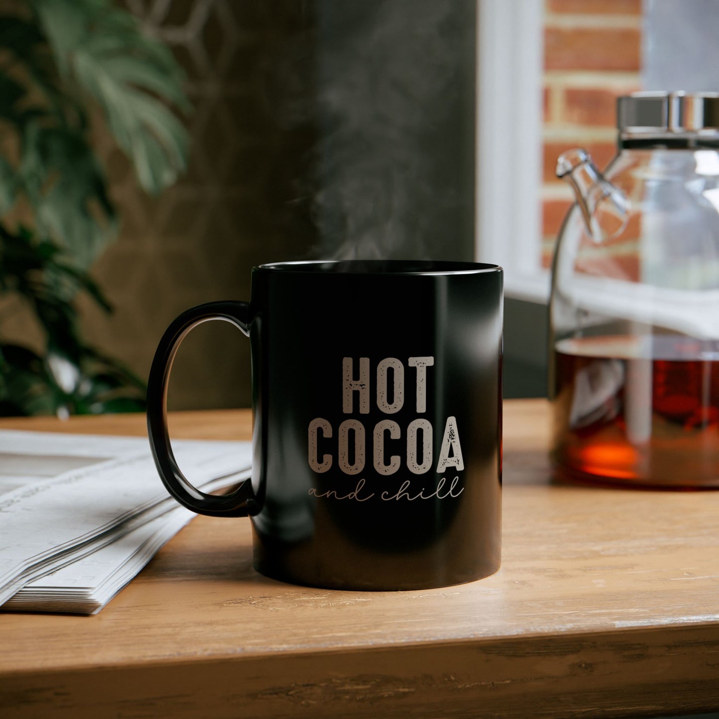 Hot Cocoa and Chill Black Coffee Mug — 11oz & 15oz Ceramic