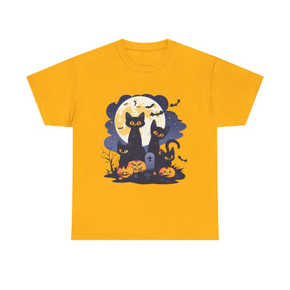 Spooky Cat Halloween Tee, Unisex Cotton T-Shirt, Cats, Halloween Gift