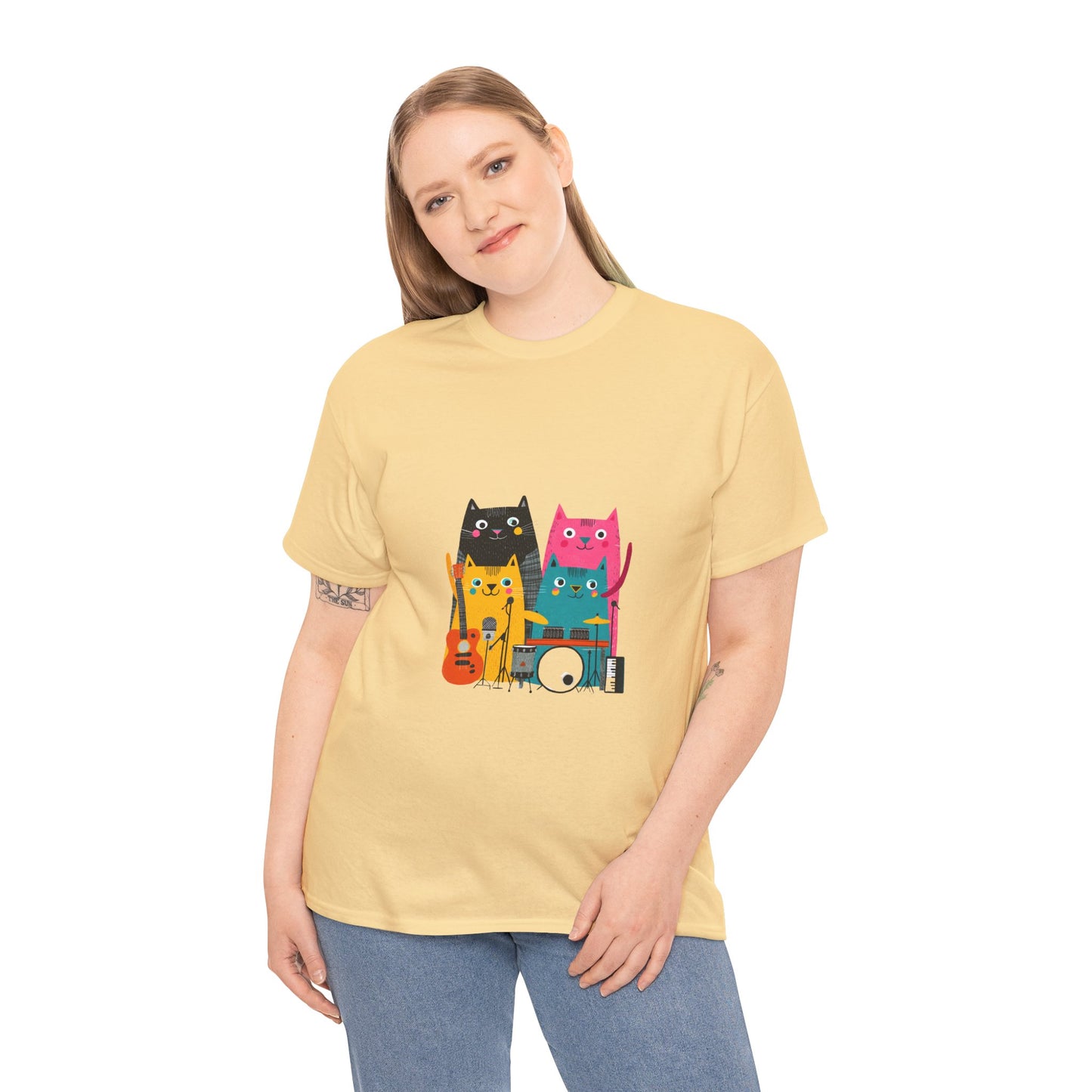 Band Cats T-Shirt – Colorful Cat Music Graphic Tee
