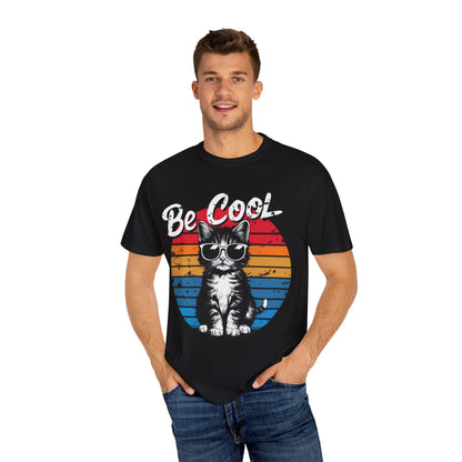 Be Cool Retro Cat Unisex T-Shirt – Vintage 80s Style Graphic Tee for Cat Lovers