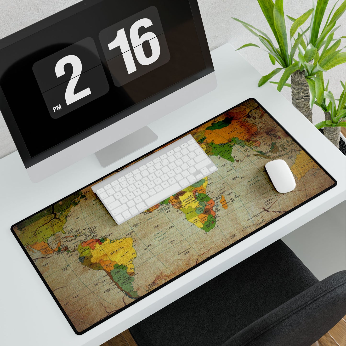 Vintage World Map Desk Mat — Large Travel-Themed Mousepad & Desk Protector