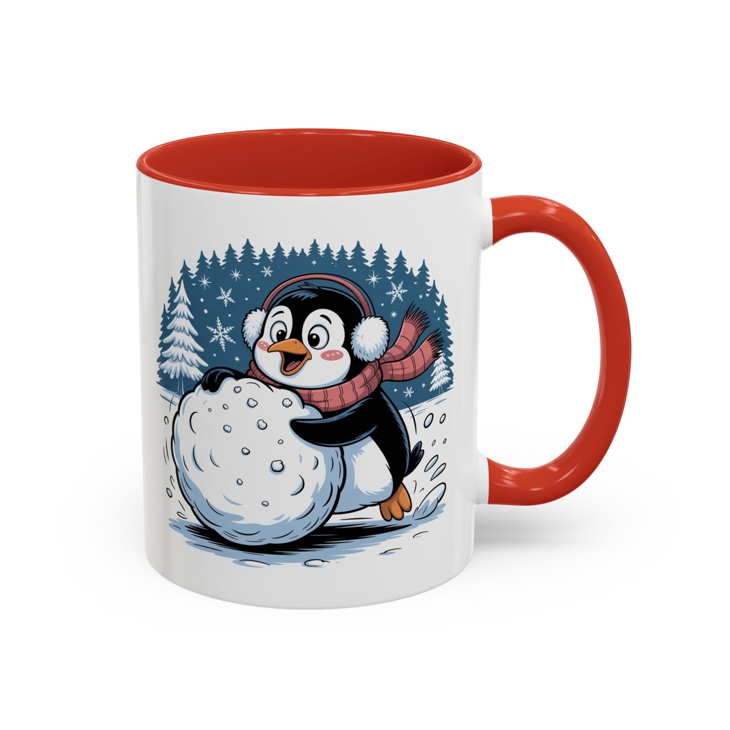 Cute Penguin Winter Mug Christmas Snowball Holiday Coffee Cup