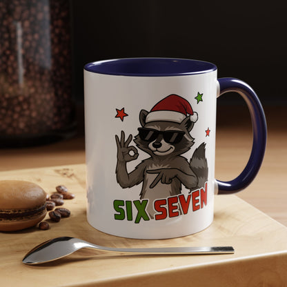 Christmas Raccoon Coffee Mug — 'Six Seven' Holiday Accent Mug (11/15 oz)