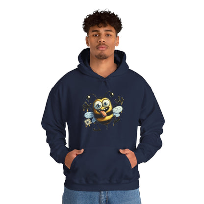Bee Cartoon Hoodie – Cute Smiling Bee with Honey Jar & Honeycomb Graphic