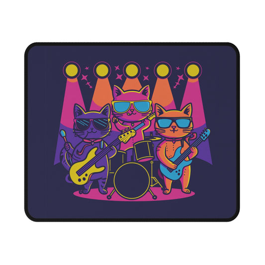 Retro Neon Cat Band Mouse Pad — Non‑Slip Gaming Pad