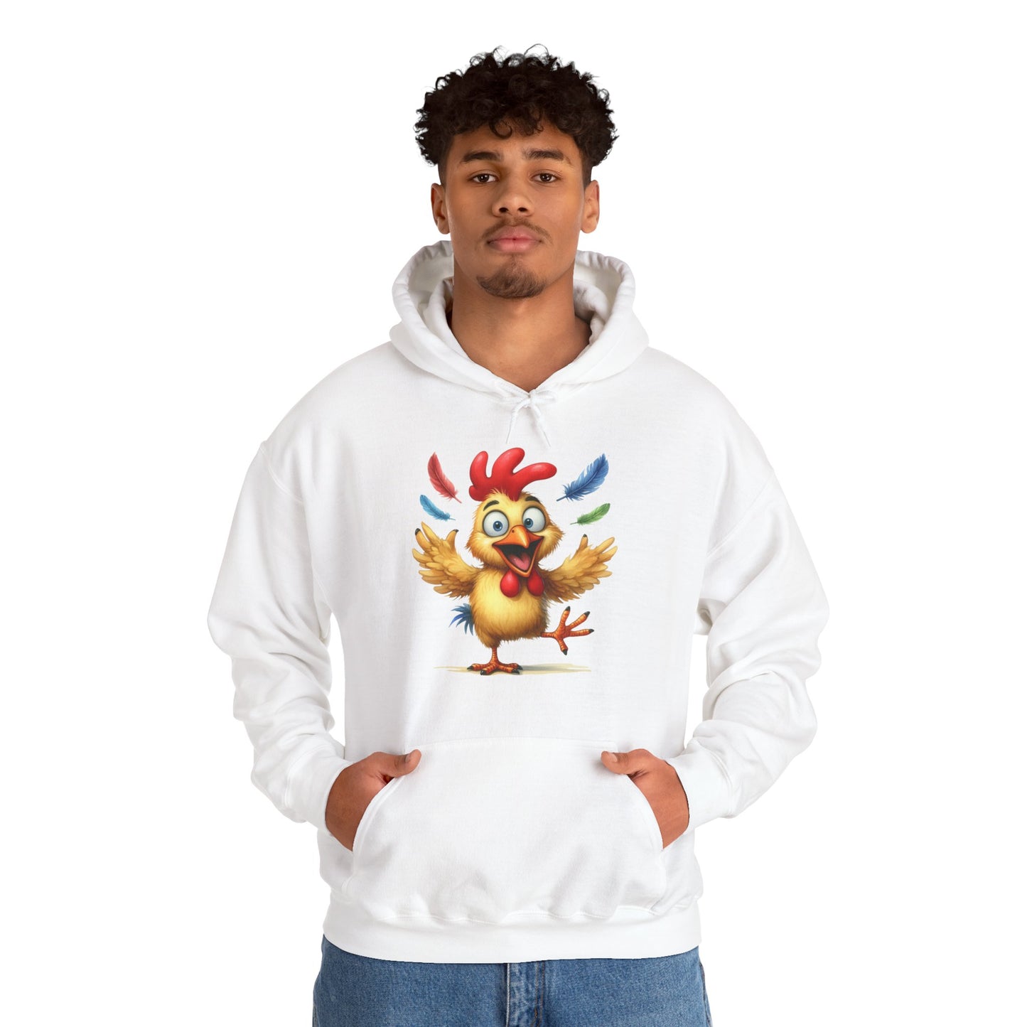 Cute Dancing Chicken Hoodie – Colorful Rooster Cartoon Pullover