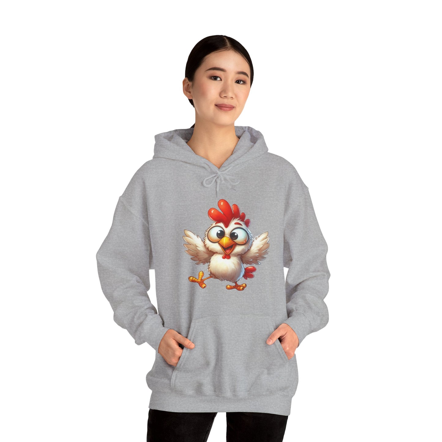 Cute Cartoon Chicken Hoodie — Playful Rooster Graphic Pullover