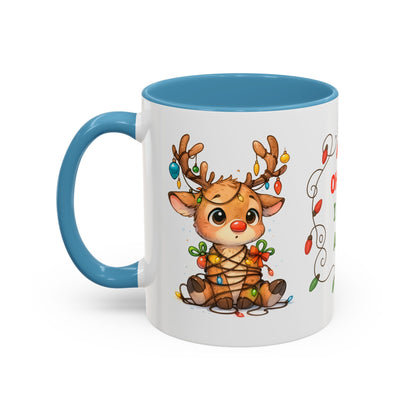 Oh Deer I Did It Again – Cute Christmas Reindeer Mug, Holiday Lights Coffee Cup (11oz/15oz)
