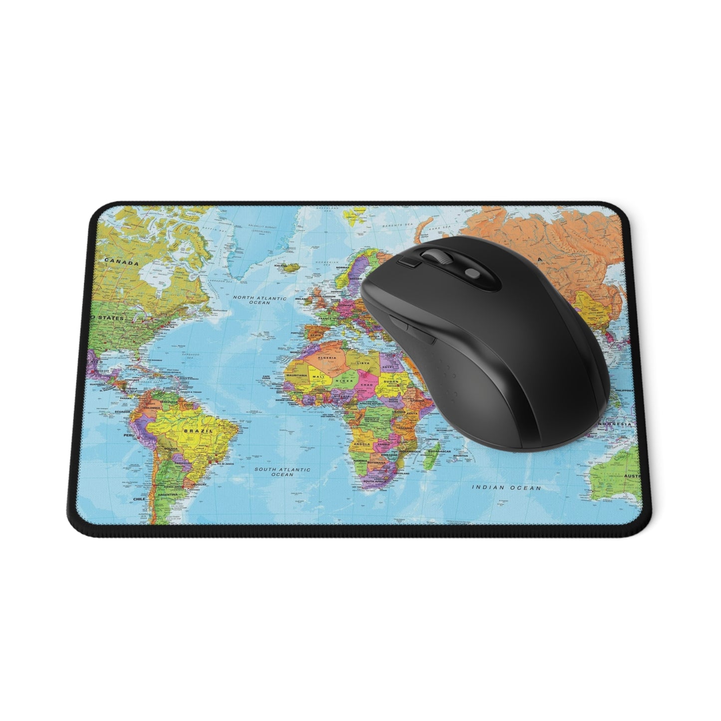 World Map Non‑Slip Mouse Pad — Vintage Political Map Gaming Desk Pad