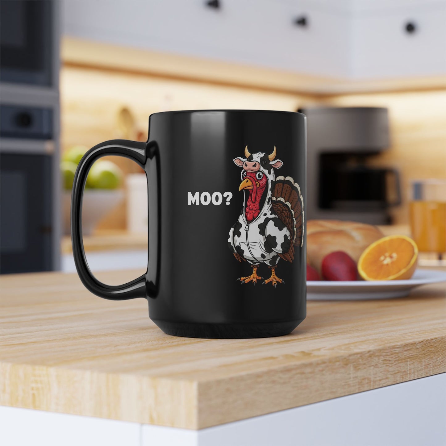 Funny Turkey Cow Mug – Moo? Animal Hybrid Cup – Farm Humor Coffee Mug for Thanksgiving & Animal Lovers