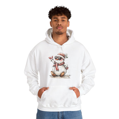 Snowman Holiday Hoodie — Cute Winter Snowman Wearing Scarf & Hat Sweatshirt