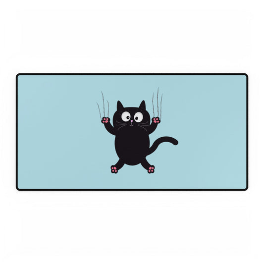 Cute Scratching Black Cat Desk Mat — Large Mouse Pad for Desk, PC & Gaming