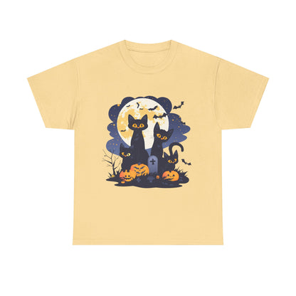 Spooky Cat Halloween Tee, Unisex Cotton T-Shirt, Cats, Halloween Gift