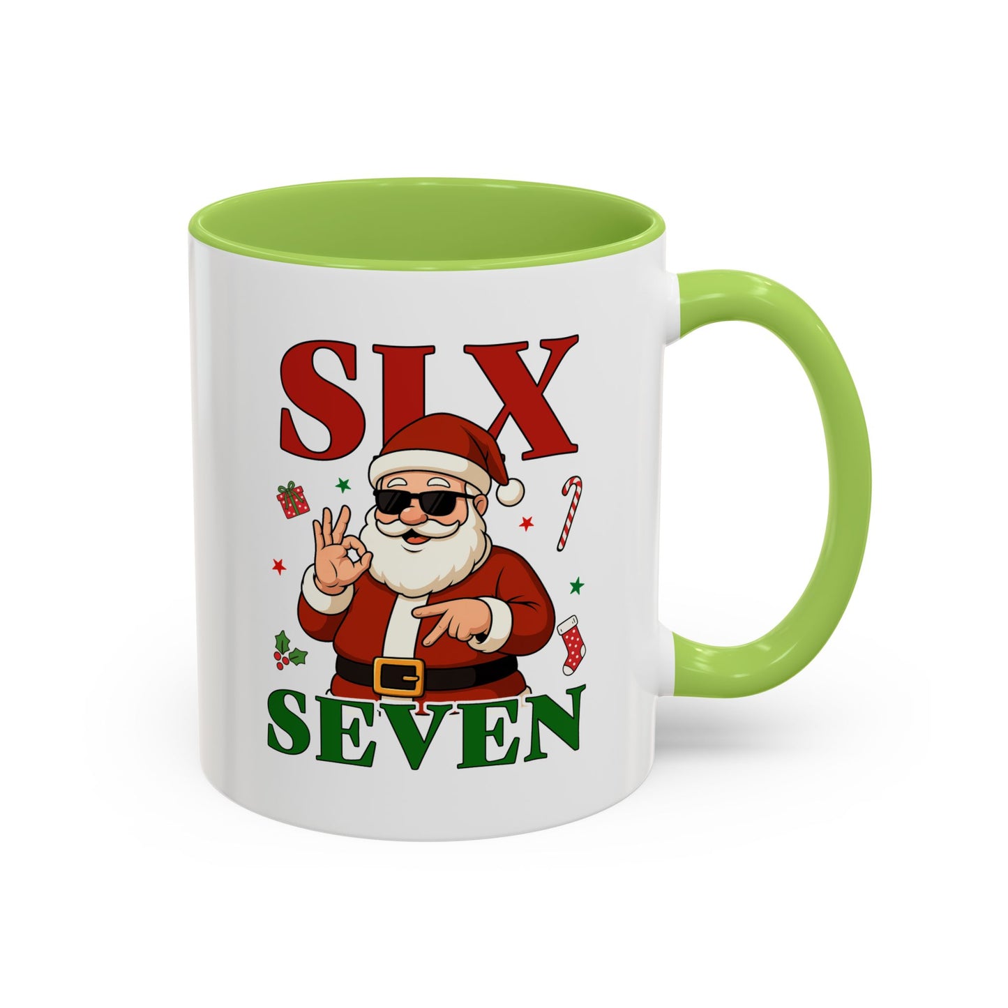 Accent Coffee Mug — 'SLX SEVEN' Cool Santa Christmas Mug (11/15oz)