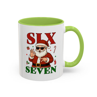 Accent Coffee Mug — 'SLX SEVEN' Cool Santa Christmas Mug (11/15oz)