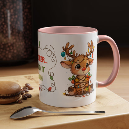 Oh Deer I Did It Again – Cute Christmas Reindeer Mug, Holiday Lights Coffee Cup (11oz/15oz)