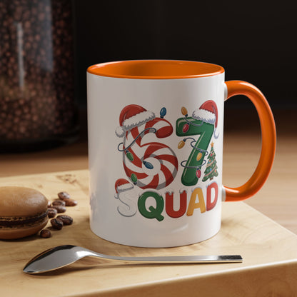 Christmas 07 Squad Accent Coffee Mug – Holiday Candy Cane & Santa Hat Design
