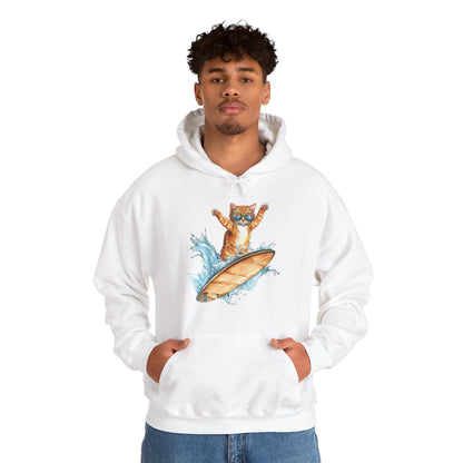 Surfing Cat Hoodie – Cute Surfboard Cat Graphic Pullover