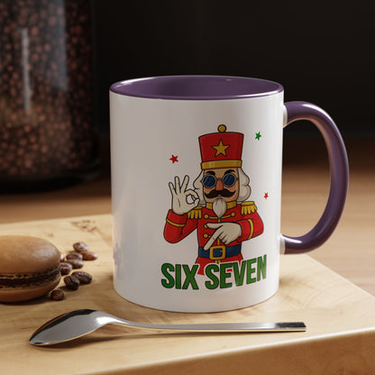 Six Seven Nutcracker Coffee Mug — Holiday Military Band Graphic Accent Mug (11/15oz)
