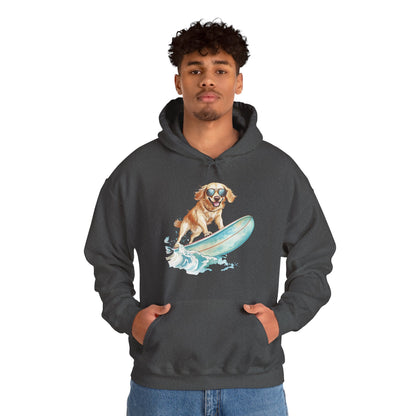 Surfing Golden Retriever Hoodie – Cute Dog Surfboard Pullover