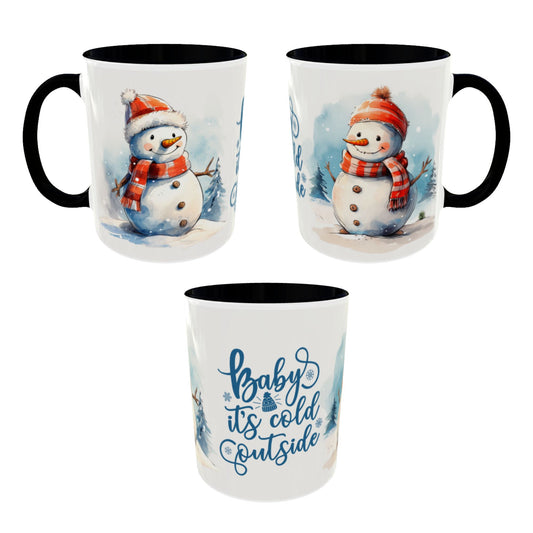 Baby It's Cold Outside Snowman Christmas Coffee Mug — Winter Holiday Hot Cocoa Cup (11/15oz)