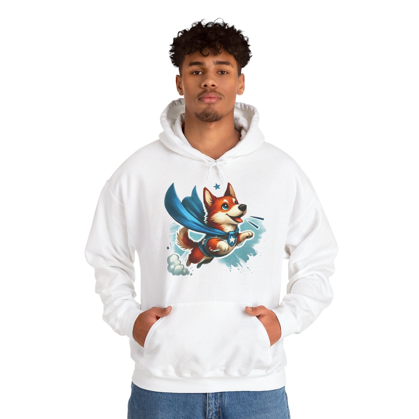Superhero Corgi Hoodie — Cute Flying Dog Graphic Sweatshirt