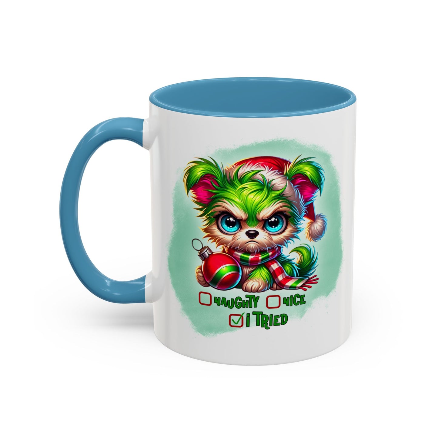 Christmas Bear Accent Coffee Mug — Cute Naughty or Nice Holiday 11/15oz