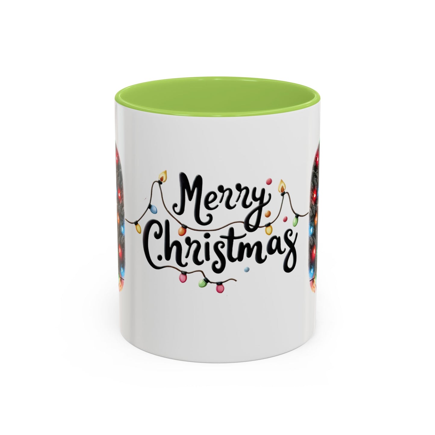 Merry Christmas Cat Mug – Cute Black Cat with Christmas Lights – Holiday Coffee Cup Gift for Cat Lovers