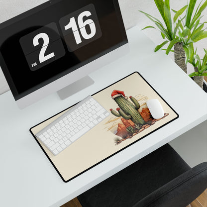 Cactus Santa Desk Mat — Festive Southwestern Mousepad Desk Pad