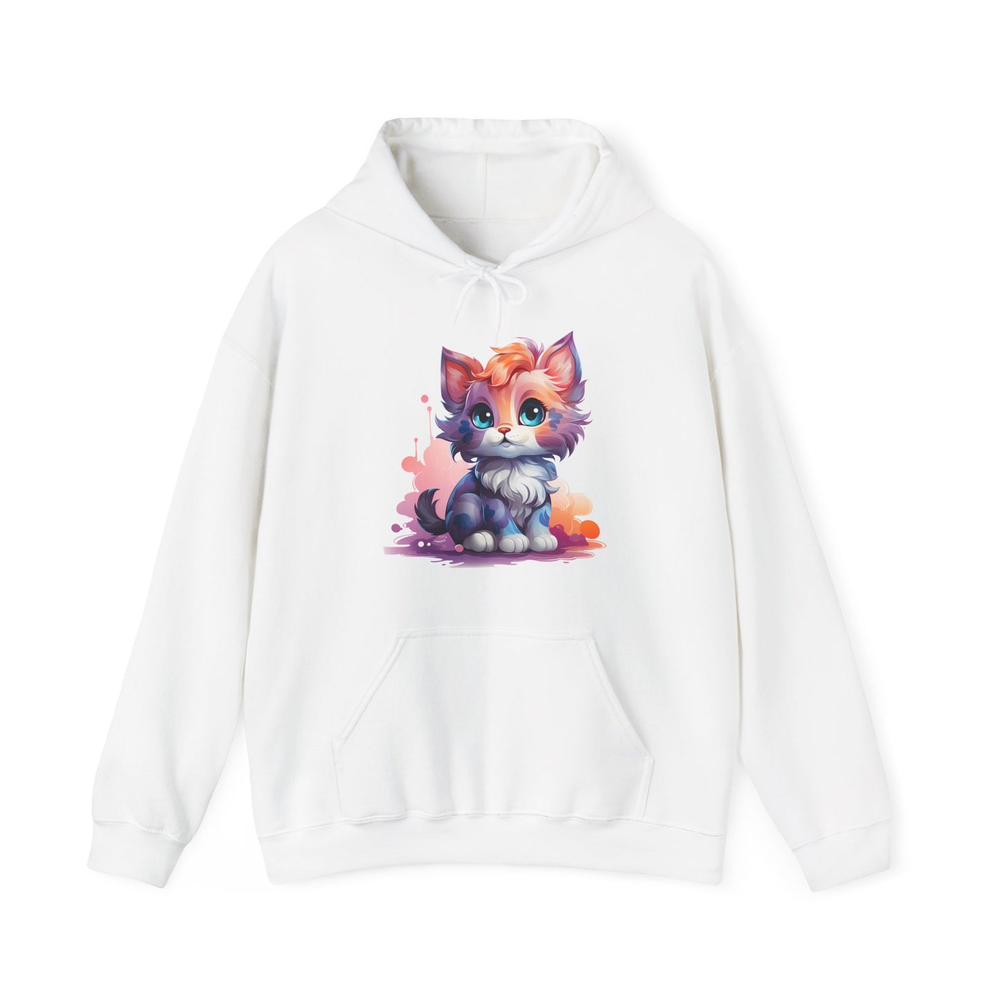 Cute Watercolor Kitten Hoodie — Adorable Colorful Cat Graphic Sweatshirt