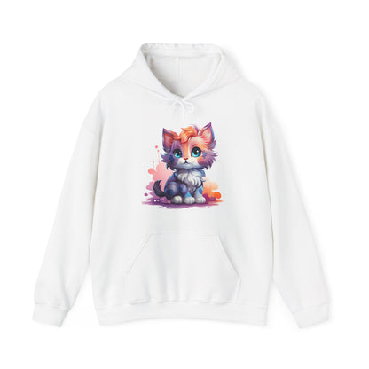 Cute Watercolor Kitten Hoodie — Adorable Colorful Cat Graphic Sweatshirt