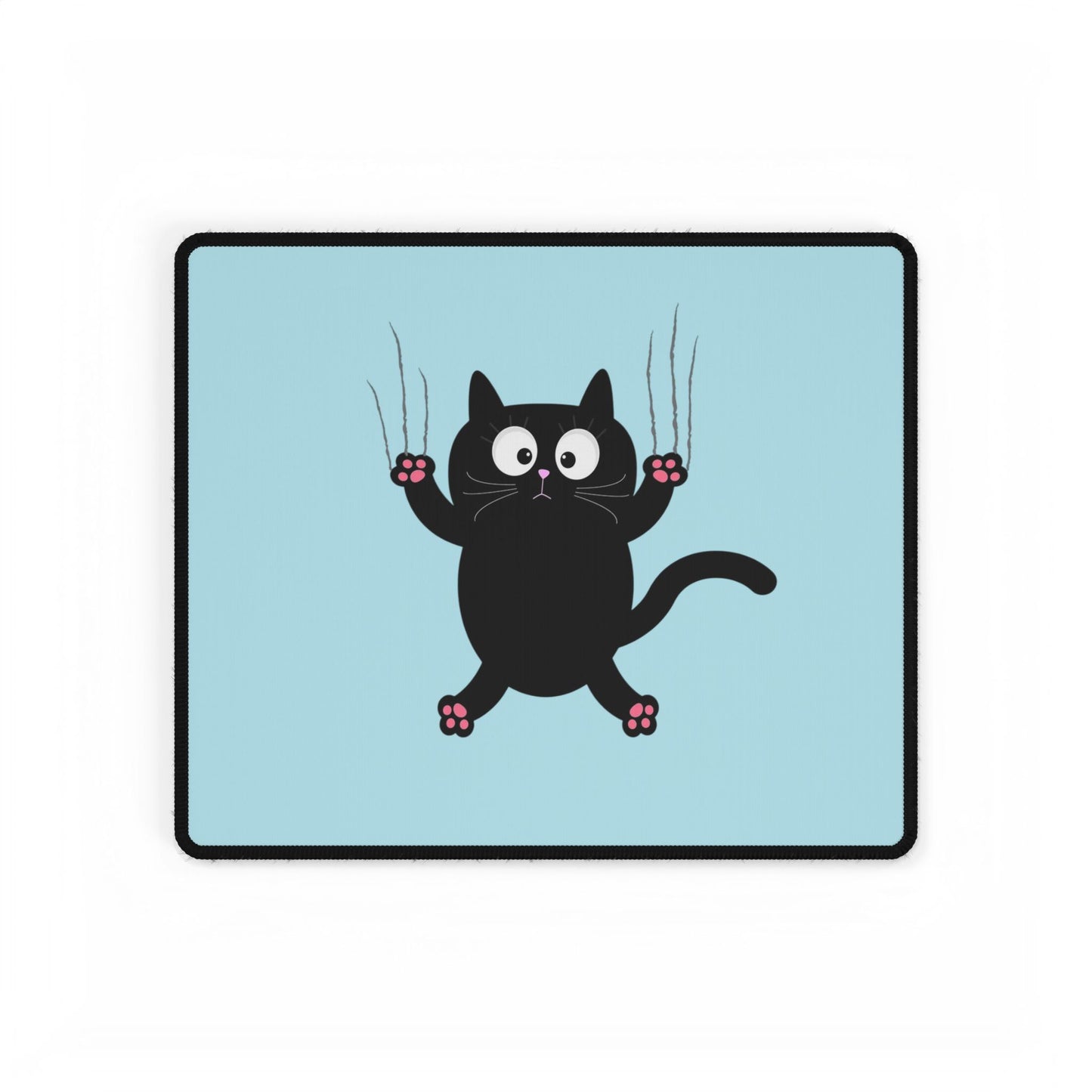 Cute Scratching Black Cat Desk Mat — Large Mouse Pad for Desk, PC & Gaming