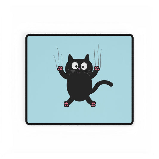 Cute Scratching Black Cat Desk Mat — Large Mouse Pad for Desk, PC & Gaming
