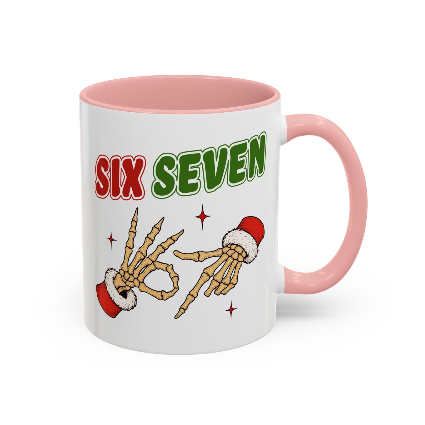Six Seven Holiday Accent Coffee Mug — Festive Skeleton Hand Christmas New Year Gift (11/15oz)