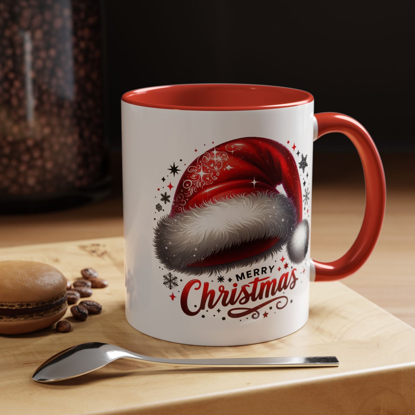Merry Christmas Mug – Santa Hat Coffee Cup – Festive Holiday Red & White New Year Gift Mug