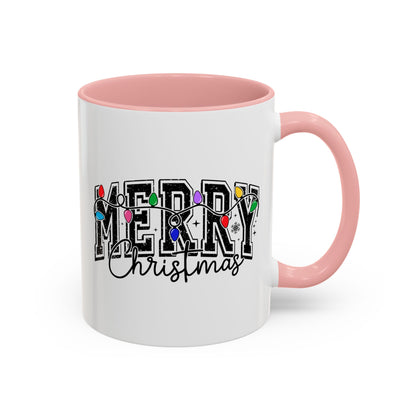 Merry Christmas Accent Coffee Mug – Holiday Lights Festive Ceramic Mug (11/15 oz)