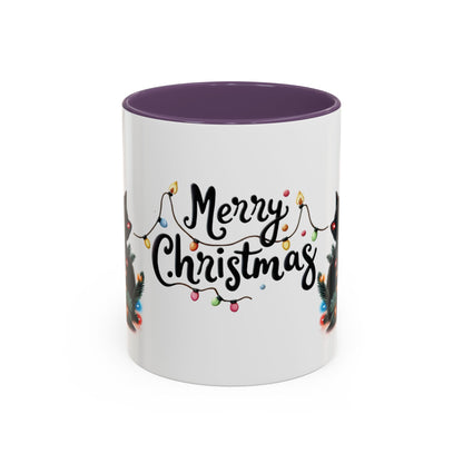 Cute Black Cat Christmas Lights Mug – Festive Holiday Coffee Cup Gift