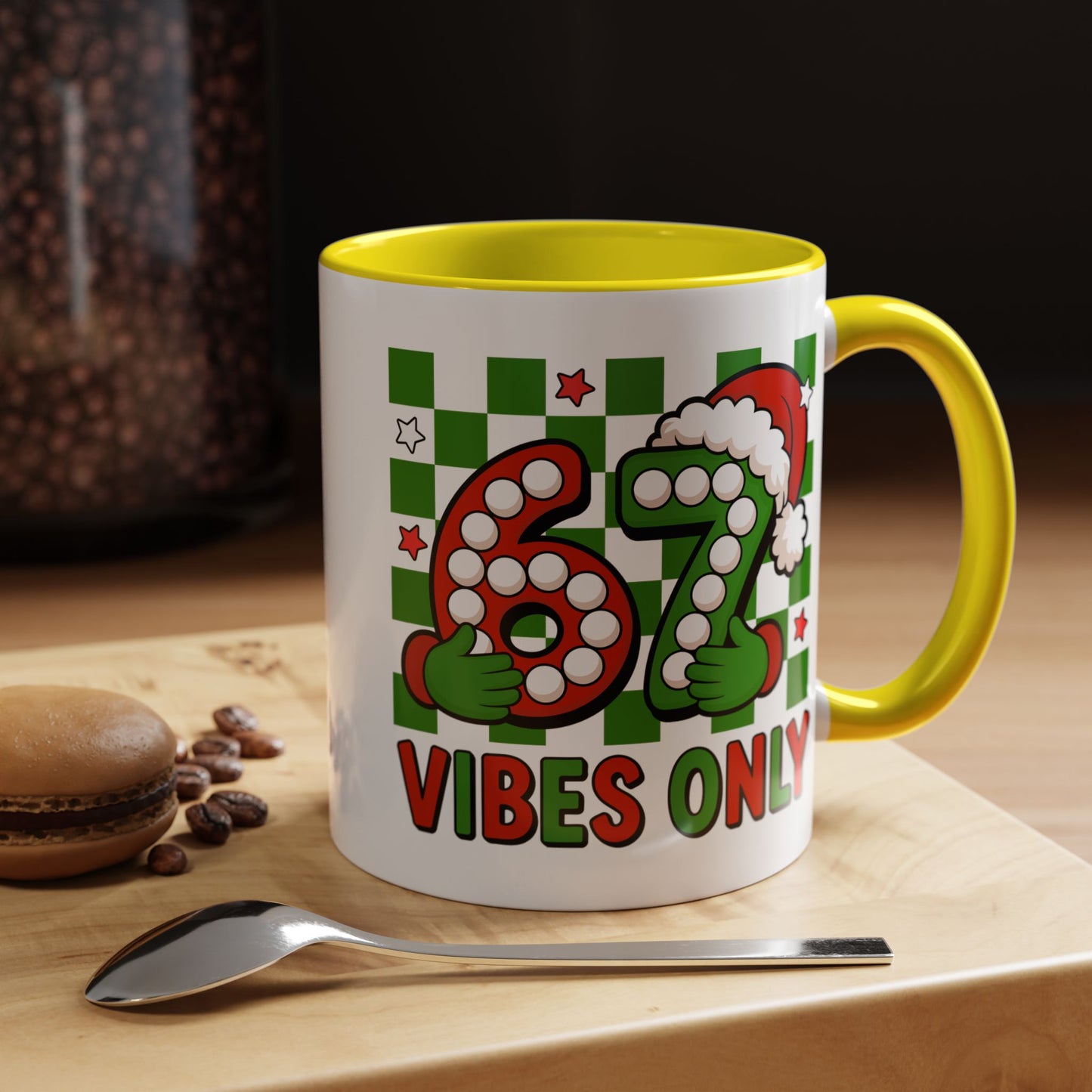 67 Vibes Only Christmas Coffee Mug — Festive Retro Numbering Holiday Mug