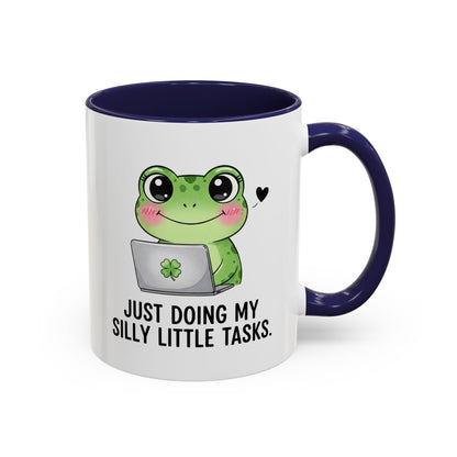 Cute Frog Coffee Mug — "Just Doing My Silly Little Tasks" Accent Mug