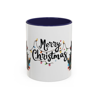 Cute Black Cat Christmas Lights Mug – Festive Holiday Coffee Cup Gift