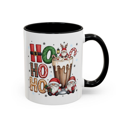 Ho Ho Ho Christmas Coffee Mug — Festive Santa Gnomes Hot Cocoa Accent Mug (11/15oz)
